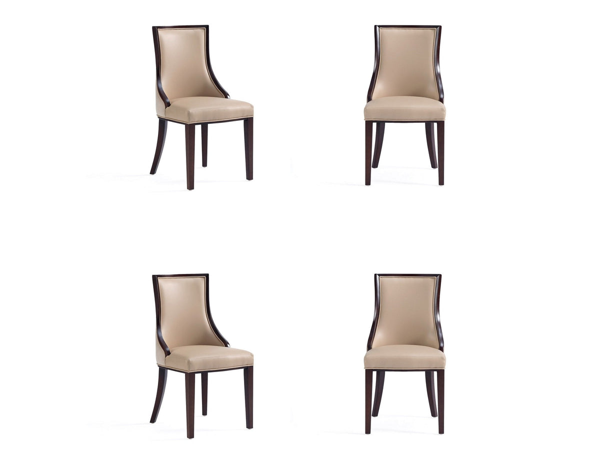 Grand Faux Leather and Velvet Dining Chair in Tan (set of 4) by Manhattan Comfort at Eve Furniture