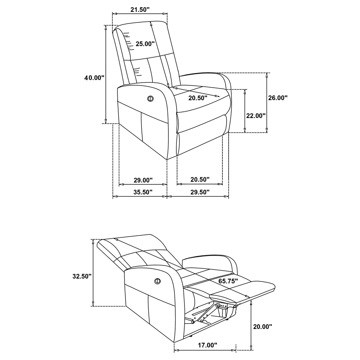 Grant Charcoal Gray Fabric Upholstered Power Recliner Chair by Coaster at Eve Furniture