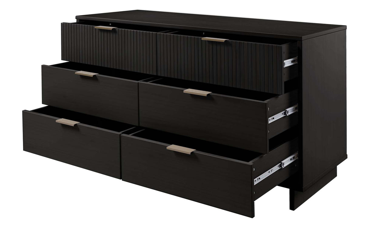 Granville 2-Piece Tall Chest and Double Dresser Set in Black by Manhattan Comfort at Eve Furniture