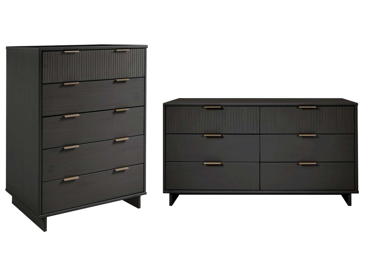 Granville 2-Piece Tall Chest and Double Dresser Set in Dark Grey by Manhattan Comfort at Eve Furniture