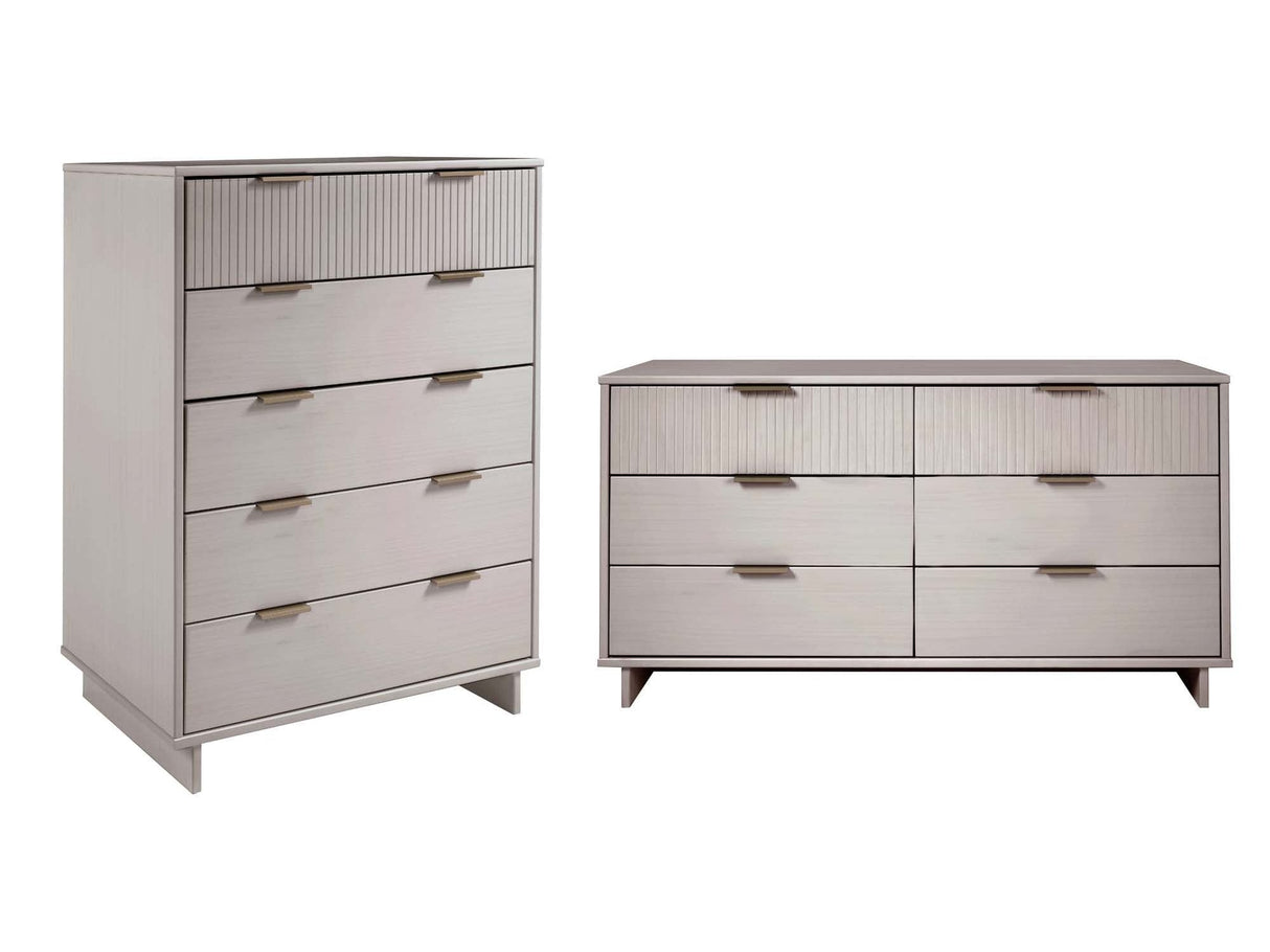 Granville 2-Piece Tall Chest and Double Dresser Set in Light Grey by Manhattan Comfort at Eve Furniture