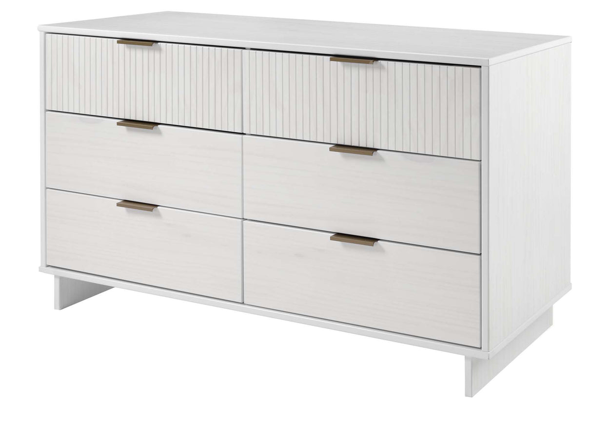 Granville 2-Piece Tall Chest and Double Dresser Set in White by Manhattan Comfort at Eve Furniture
