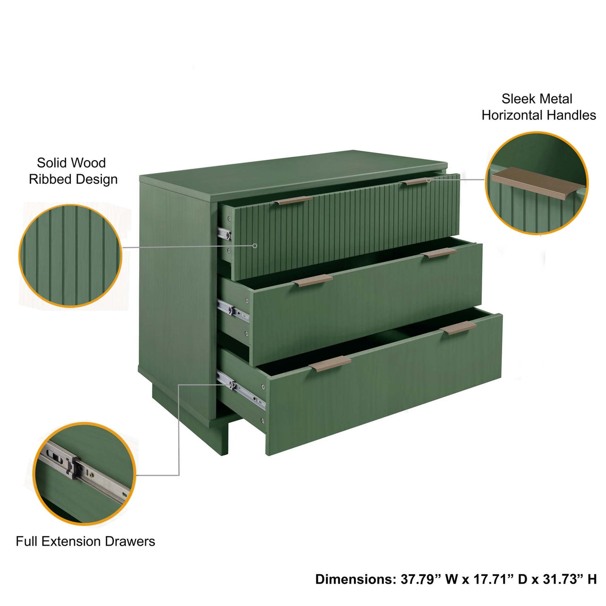 Granville 2-Piece Tall Narrow and Standard Dresser Set in Sage Green by Manhattan Comfort at Eve Furniture