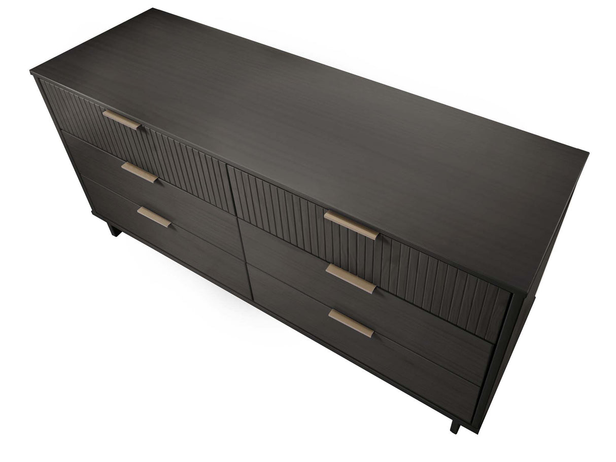 Granville 3-Piece Tall Narrow Chest, Double Dresser and Nightstand Set in Dark Grey by Manhattan Comfort at Eve Furniture