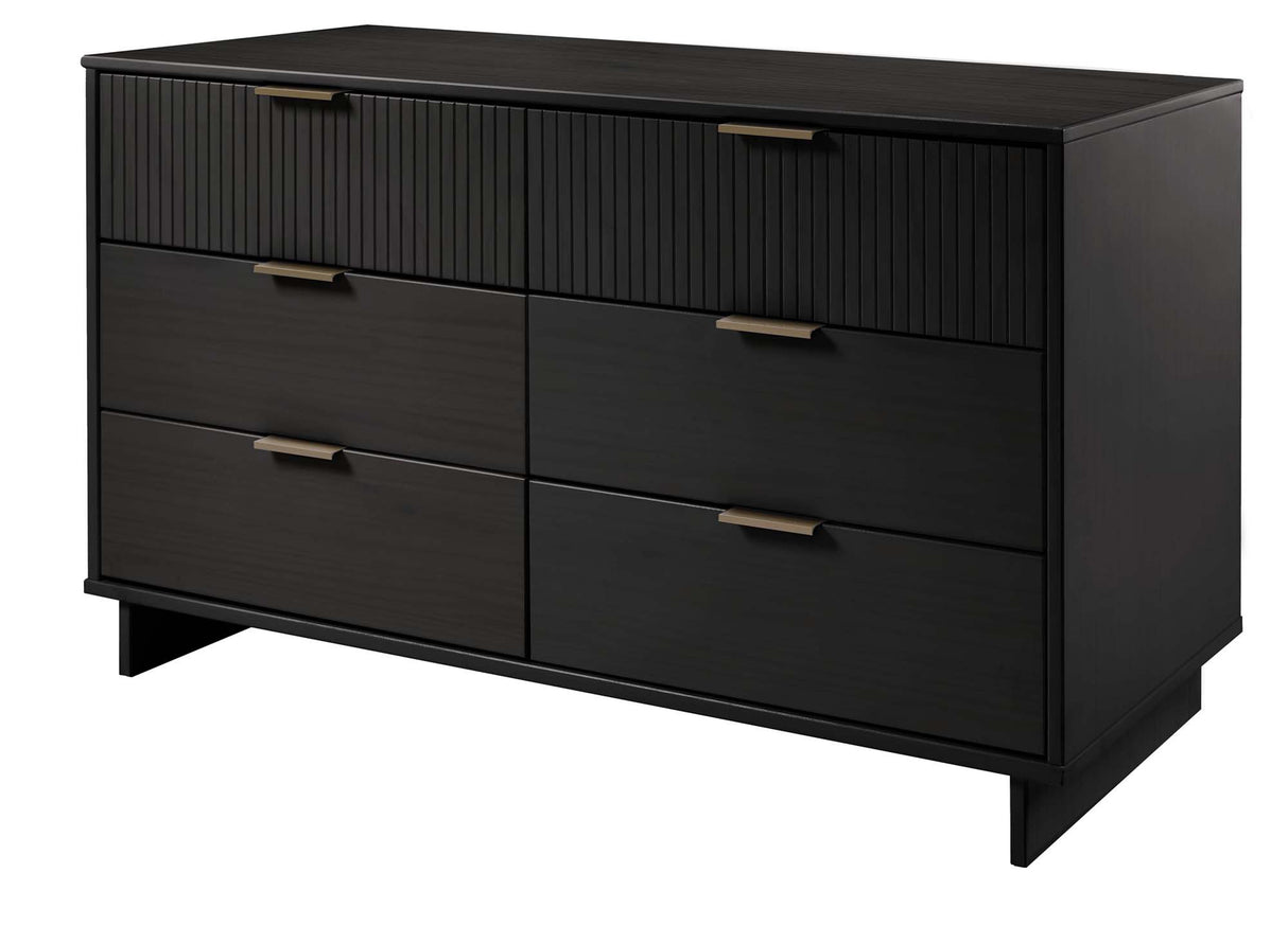 Granville 3-Piece Tall Narrow Chest, Double Dresser Set and Standard Dresser Set in Black by Manhattan Comfort at Eve Furniture