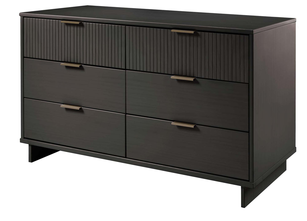 Granville 3-Piece Tall Narrow Chest, Double Dresser Set and Standard Dresser Set in Dark Grey by Manhattan Comfort at Eve Furniture