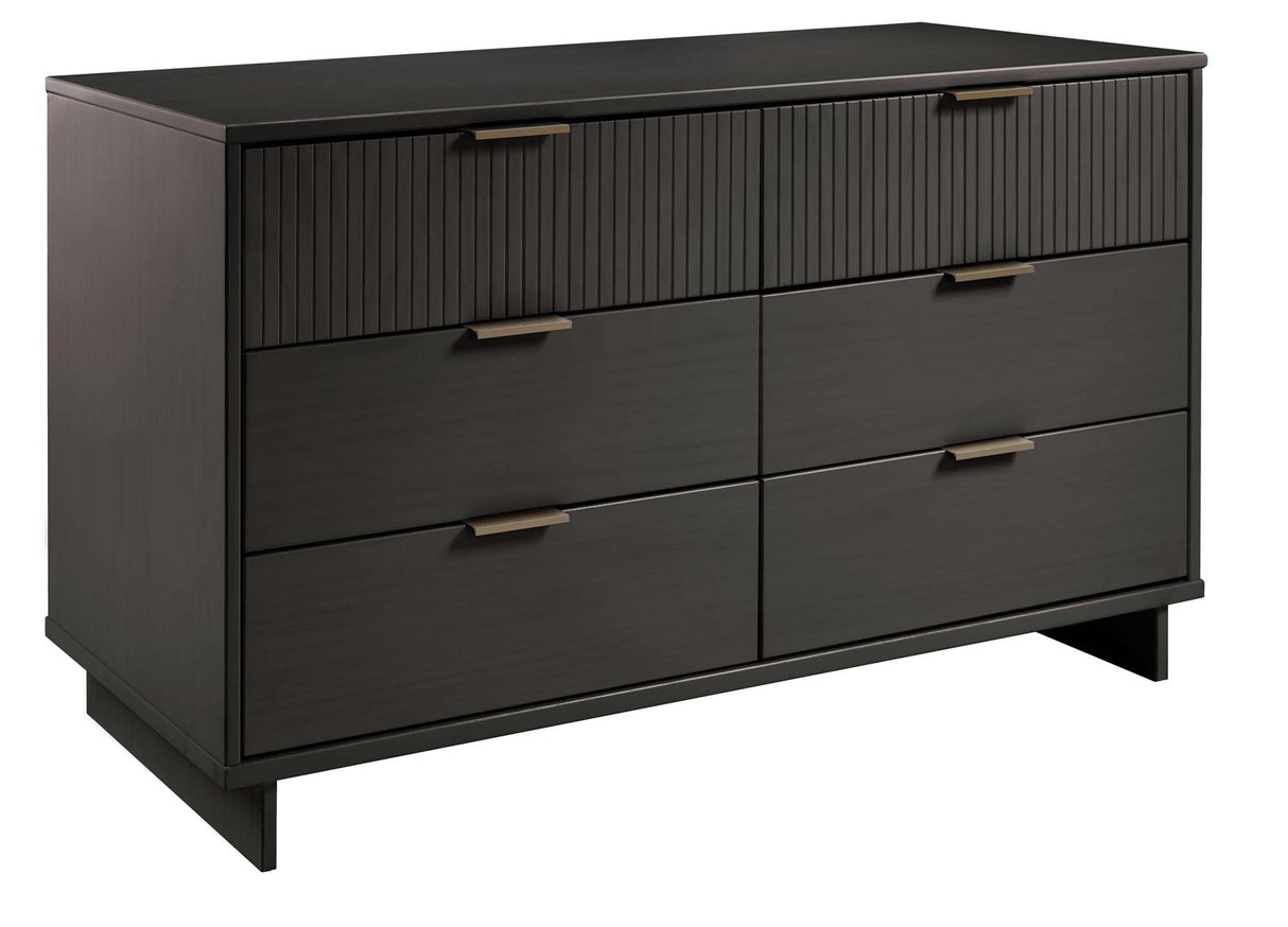 Granville 3-Piece Tall Narrow Chest, Double Dresser Set and Standard Dresser Set in Dark Grey by Manhattan Comfort at Eve Furniture