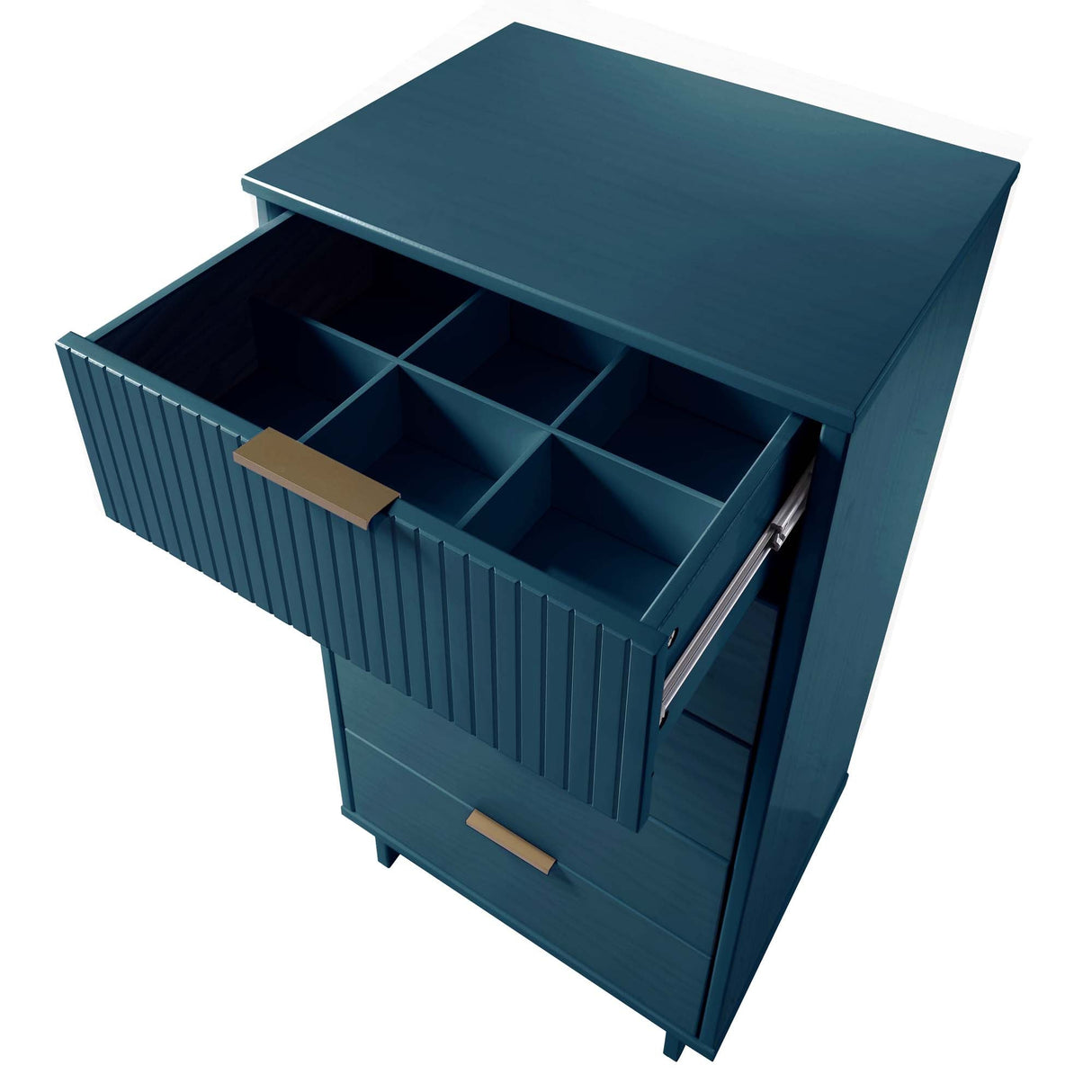 Granville 3-Piece Tall Narrow Chest, Double Dresser Set and Standard Dresser Set in Midnight Blue by Manhattan Comfort at Eve Furniture