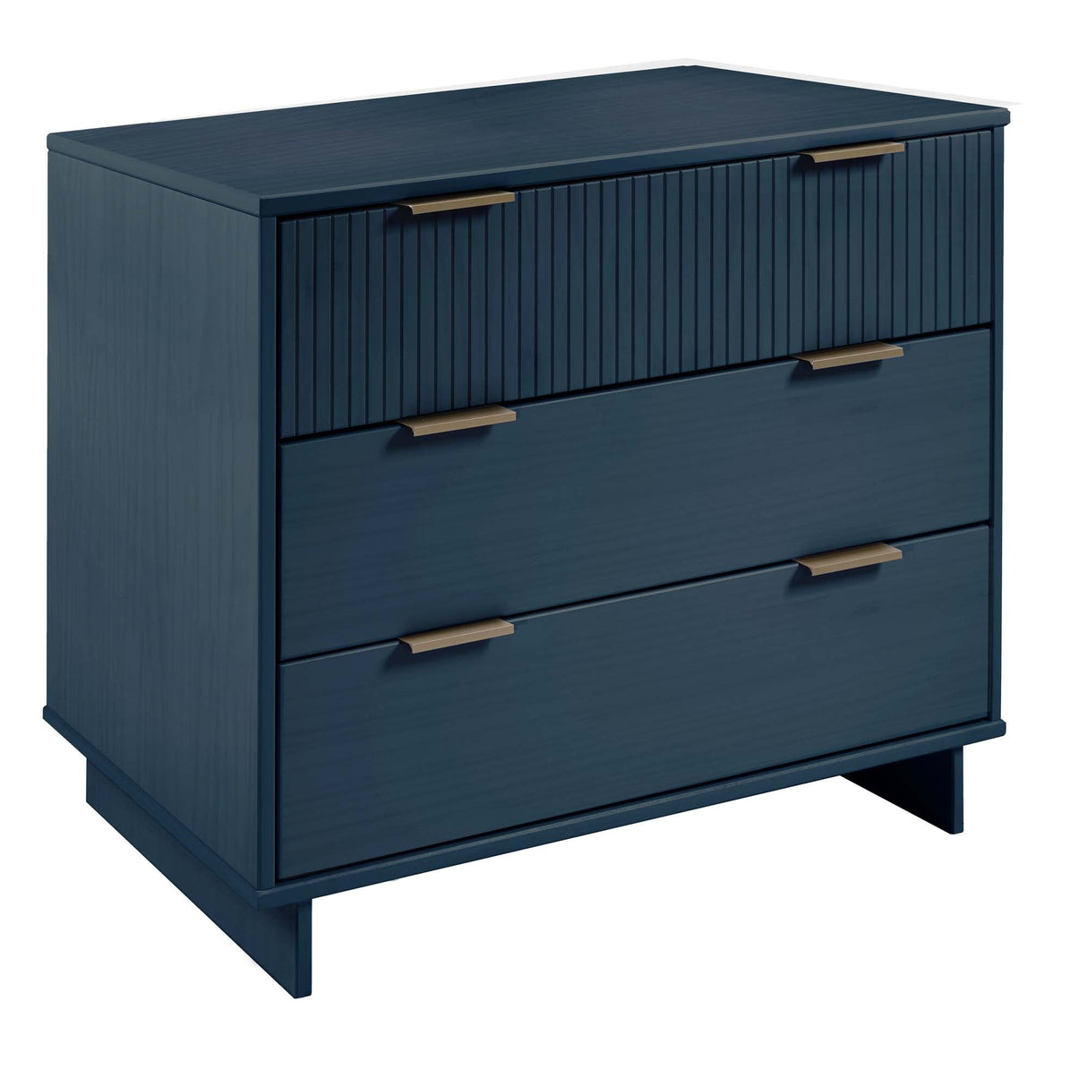 Granville 3-Piece Tall Narrow Chest, Double Dresser Set and Standard Dresser Set in Midnight Blue by Manhattan Comfort at Eve Furniture