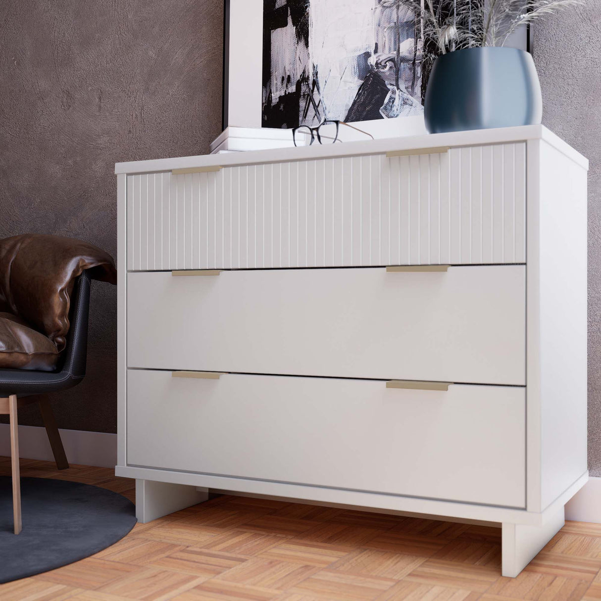 Granville 38.18 Standard Dresser in White by Manhattan Comfort at Eve Furniture