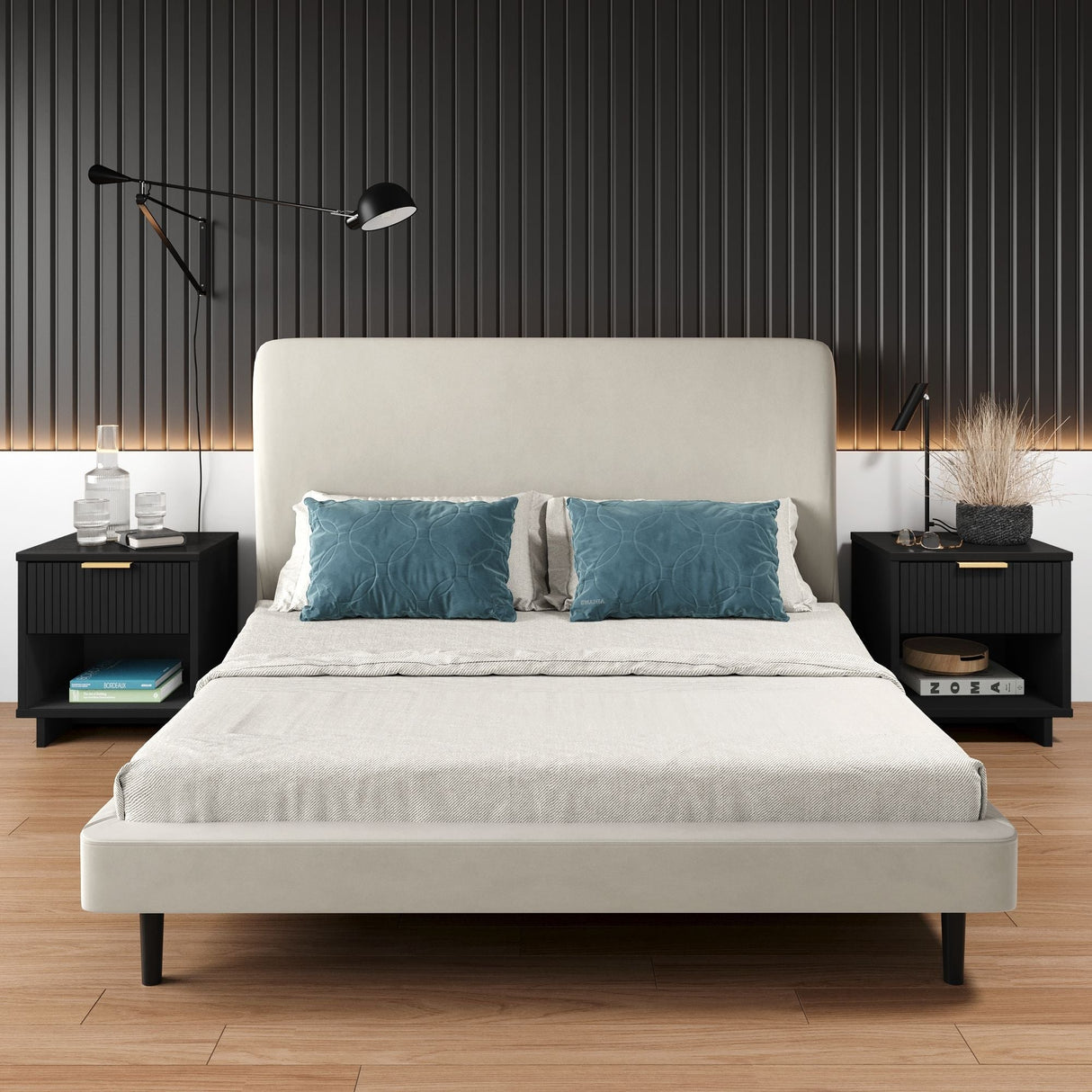 Granville Nightstand 1.0 in Black (set of 2) by Manhattan Comfort at Eve Furniture