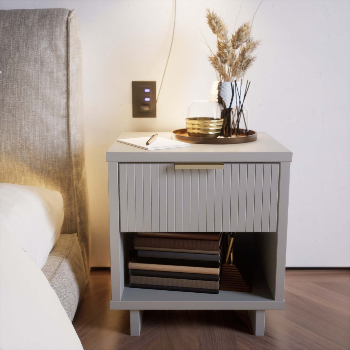 Granville Nightstand 1.0 in Light Grey by Manhattan Comfort at Eve Furniture