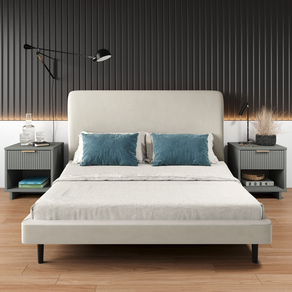 Granville Nightstand 1.0 in Light Grey (set of 2) by Manhattan Comfort at Eve Furniture