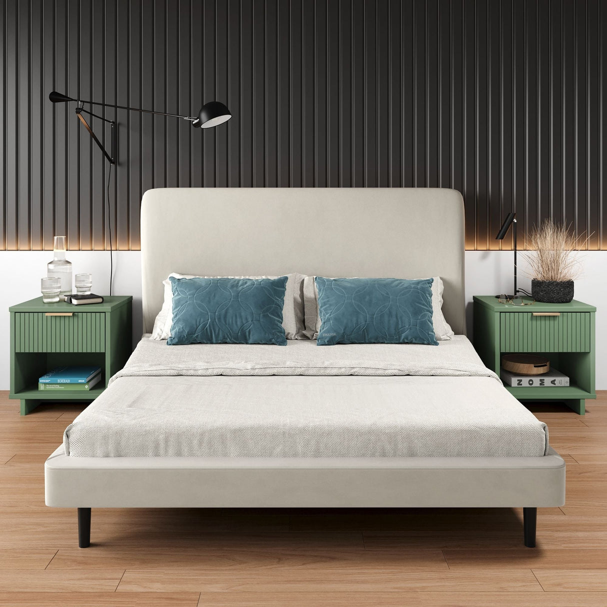 Granville Nightstand 1.0 in Sage Green (set of 2) by Manhattan Comfort at Eve Furniture