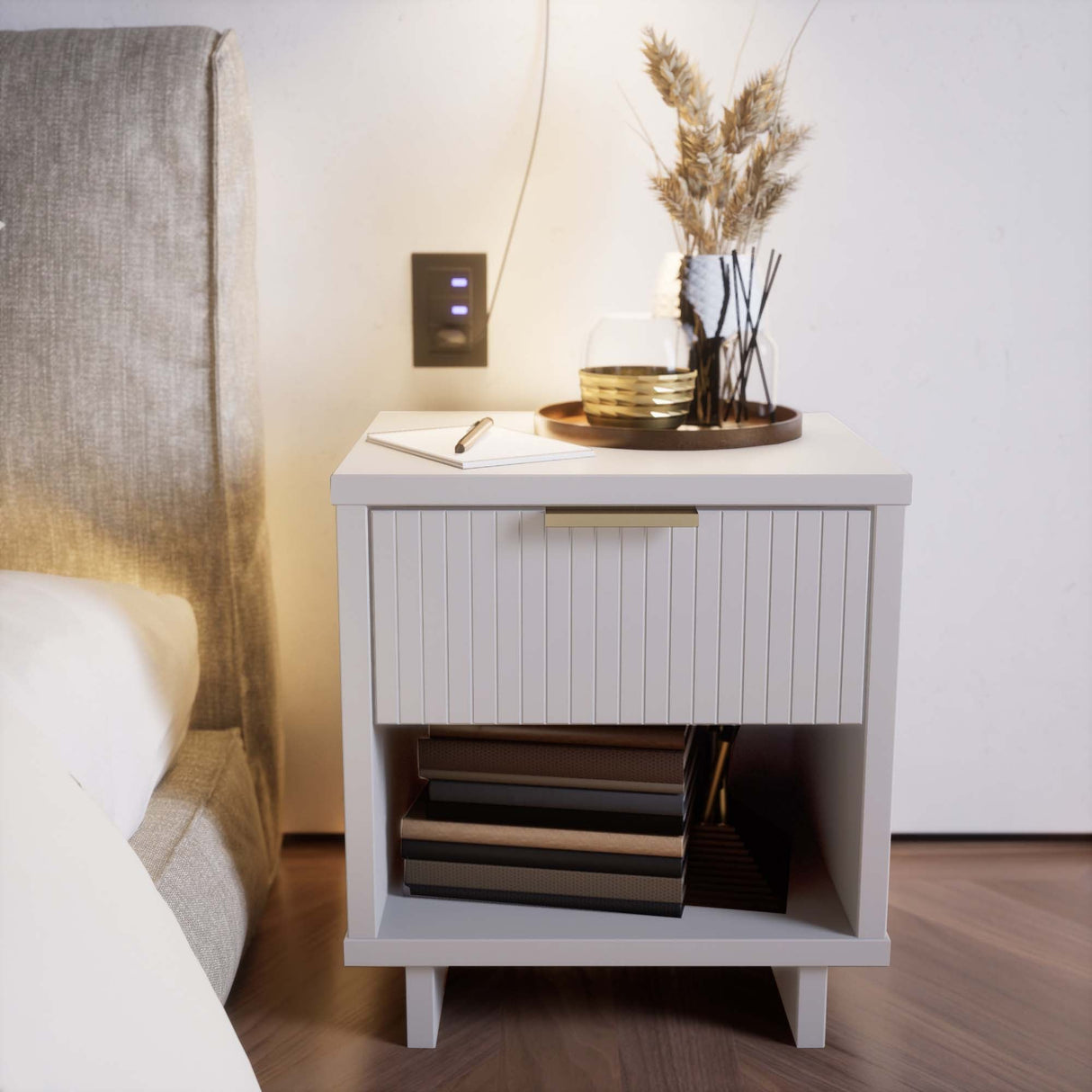 Granville Nightstand 1.0 in White by Manhattan Comfort at Eve Furniture