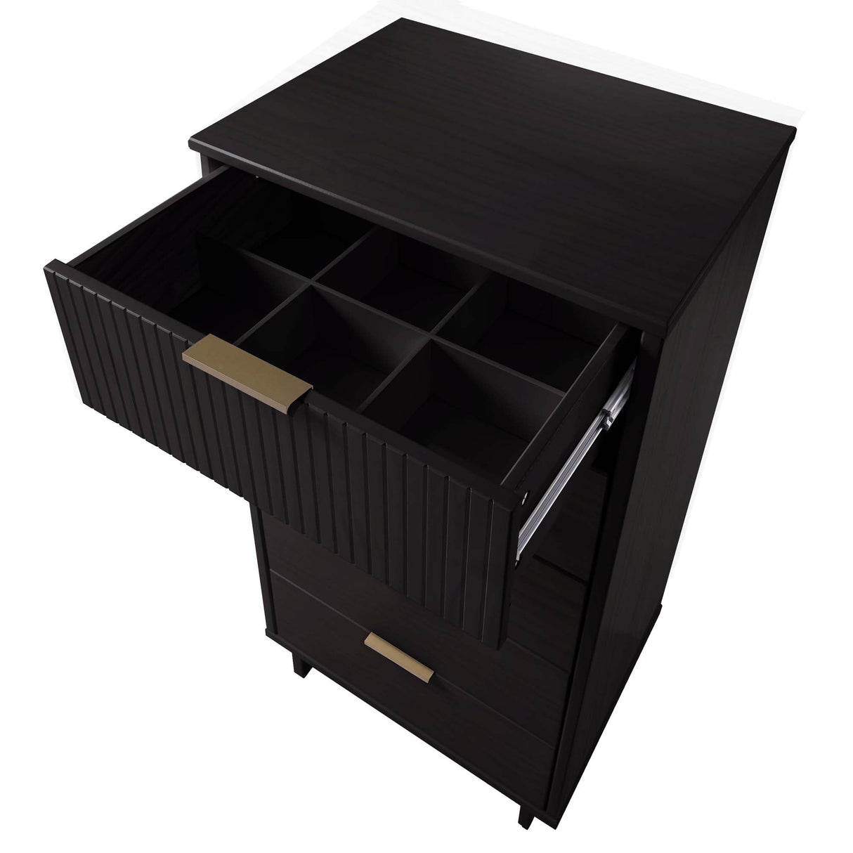 Granville Tall 23.62 Narrow Dresser in Black by Manhattan Comfort at Eve Furniture