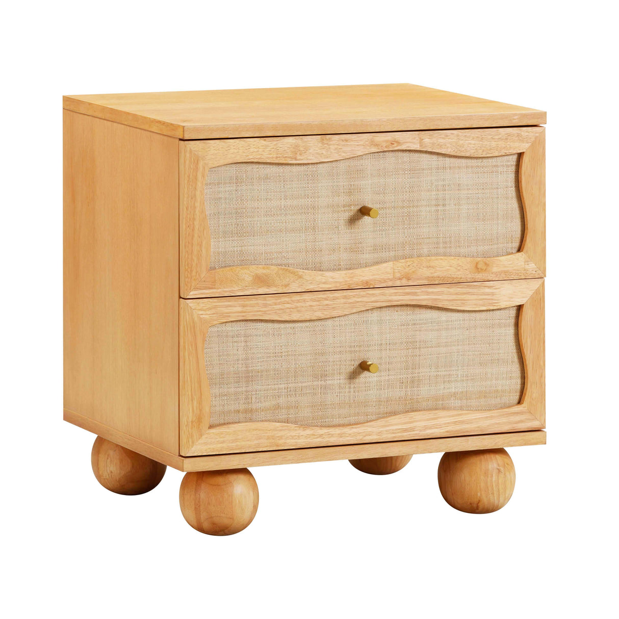 Grappa Natural Wood & Rattan Wavy Nightstand by TOV Furniture at Eve Furniture