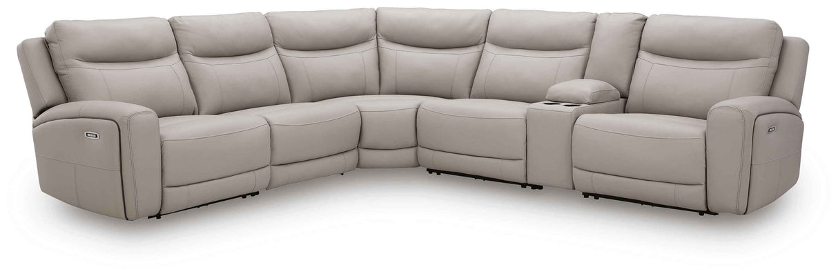 Gravier Gray 6-Piece Power Reclining Sectional with Storage Console
