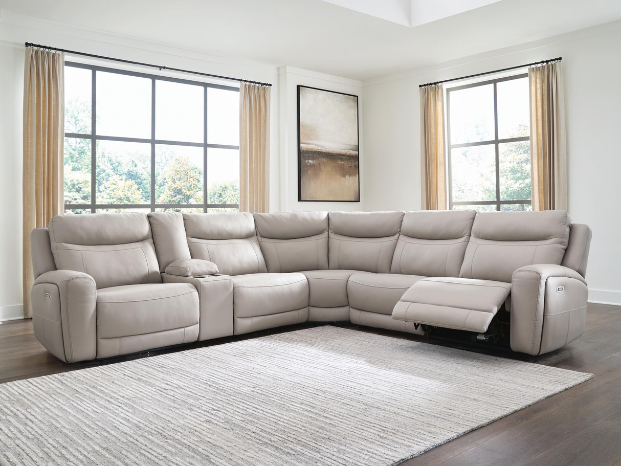 Gravier Gray 6-Piece Power Reclining Sectional with Storage Console
