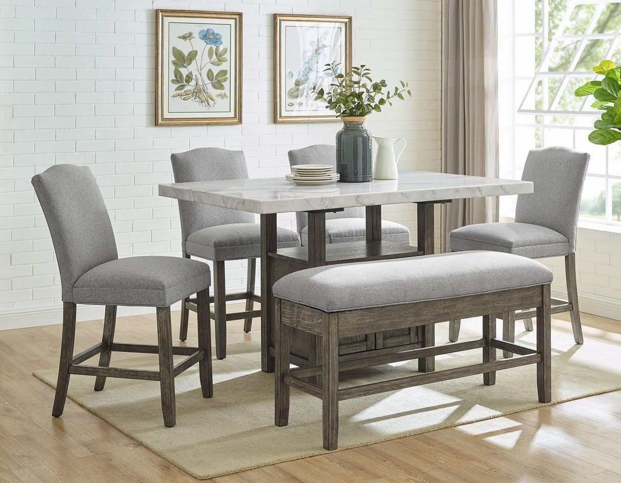 Grayson 60-inch White Marble Counter Storage Table by Steve Silver at Eve Furniture