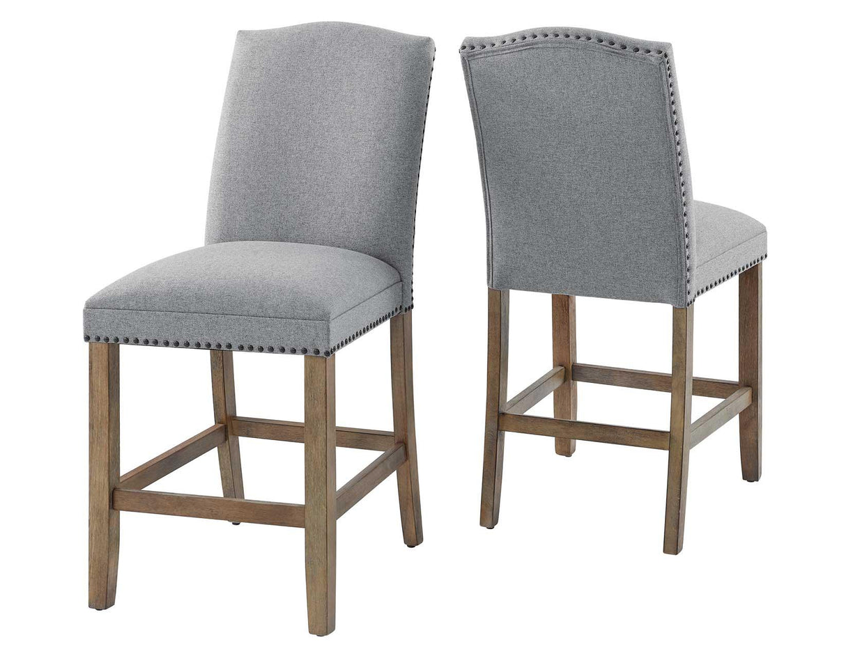 Grayson Gray 24″ Counter Stool, Upholstered with Nailhead by Steve Silver at Eve Furniture