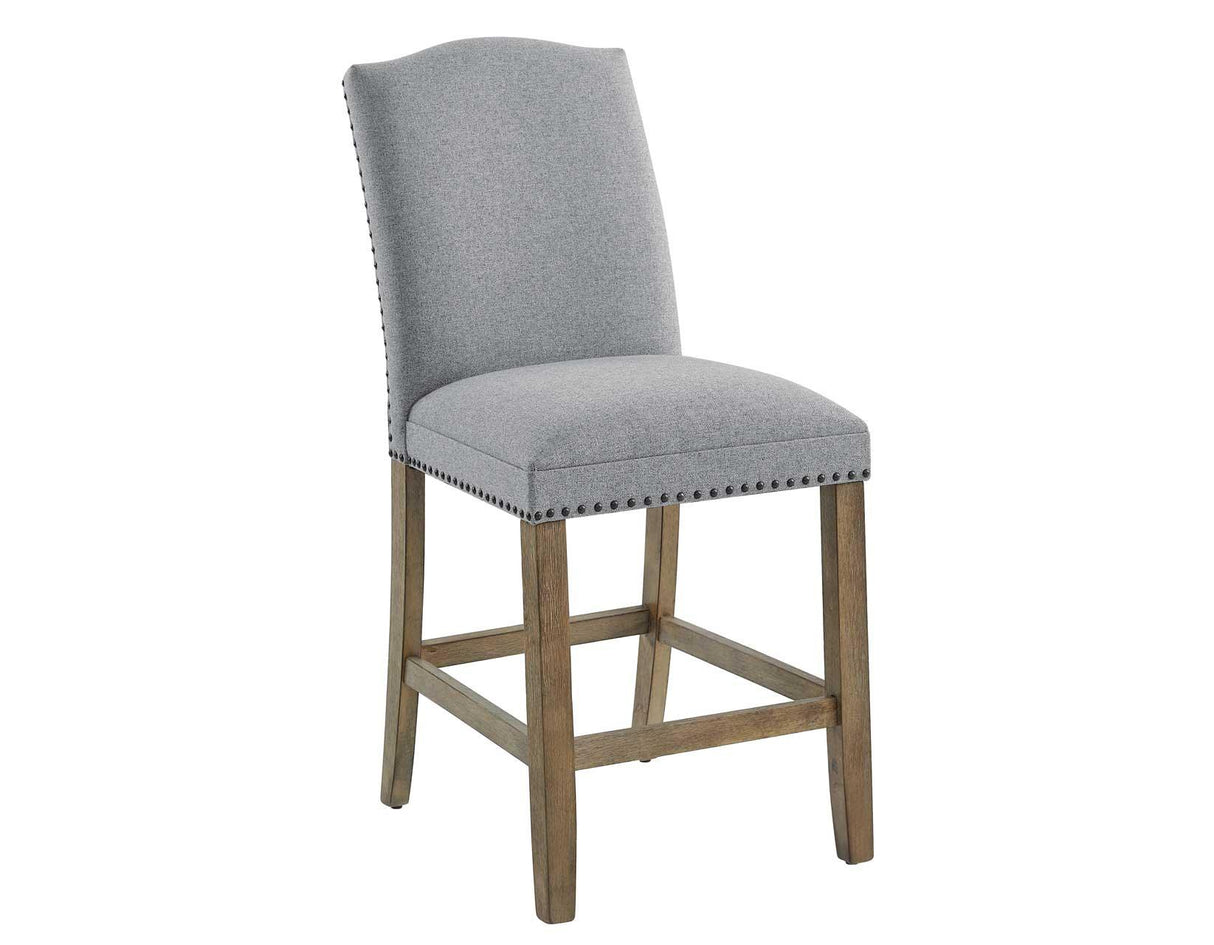Grayson Gray 24″ Counter Stool, Upholstered with Nailhead by Steve Silver at Eve Furniture