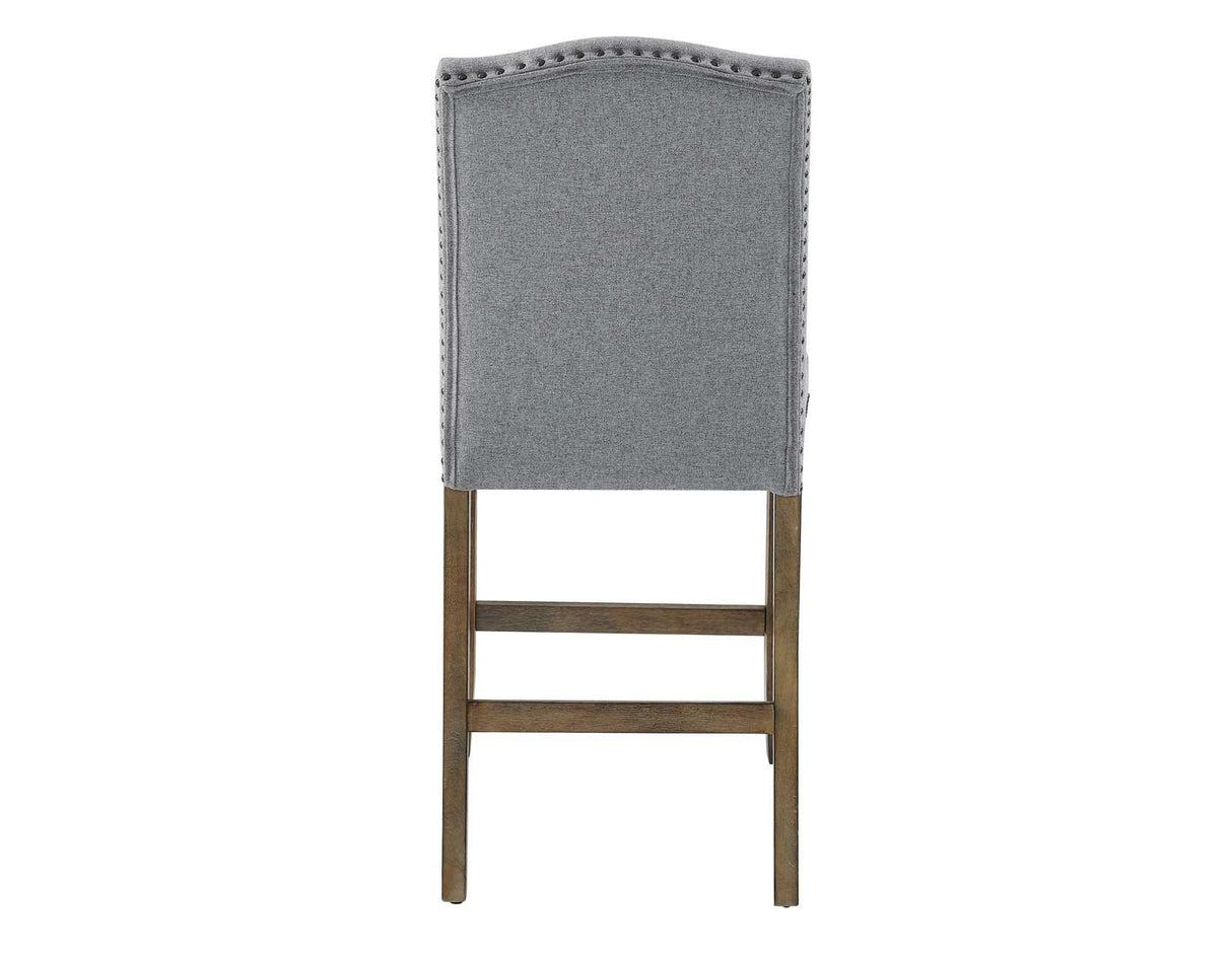 Grayson Gray 24″ Counter Stool, Upholstered with Nailhead by Steve Silver at Eve Furniture