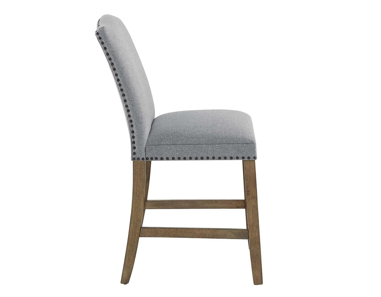 Grayson Gray 24″ Counter Stool, Upholstered with Nailhead by Steve Silver at Eve Furniture