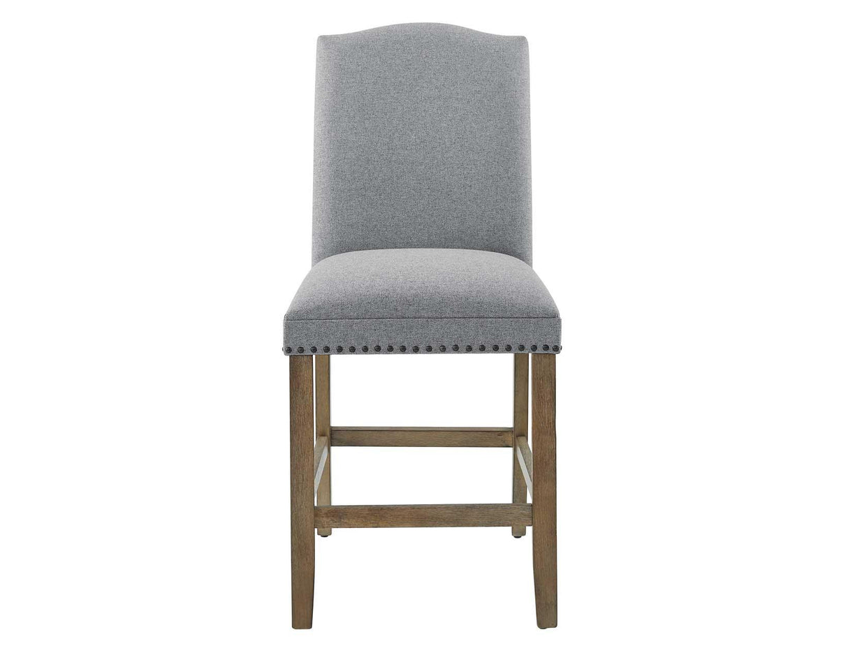 Grayson Gray 24″ Counter Stool, Upholstered with Nailhead by Steve Silver at Eve Furniture