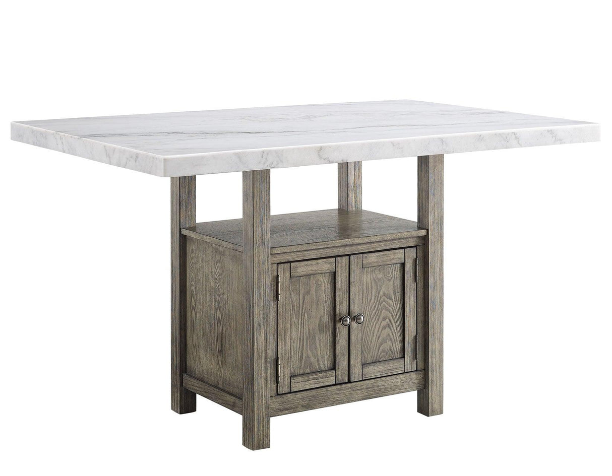 Grayson 60-inch White Marble Counter Storage Table by Steve Silver at Eve Furniture