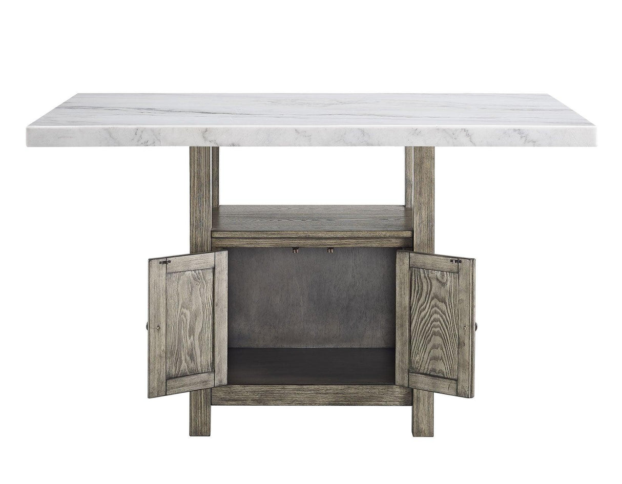 Grayson 60-inch White Marble Counter Storage Table by Steve Silver at Eve Furniture