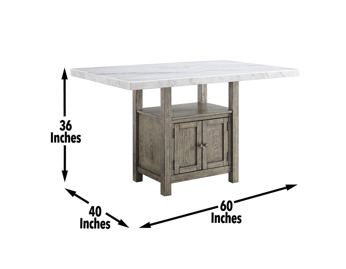 Grayson 60-inch White Marble Counter Storage Table by Steve Silver at Eve Furniture