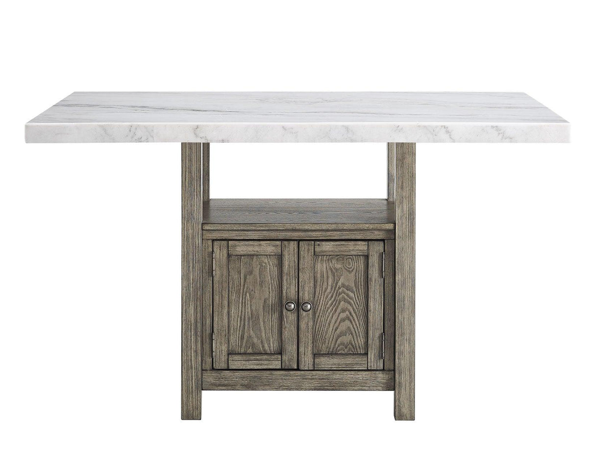 Grayson 60-inch White Marble Counter Storage Table by Steve Silver at Eve Furniture