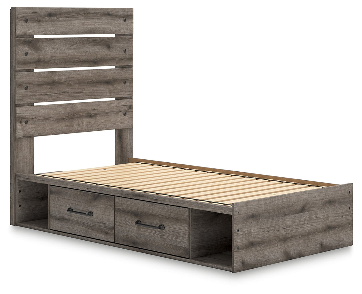 Graystorm Brown Gray Full Storage Platform Bed with 2 Drawers by Ashley at Eve Furniture