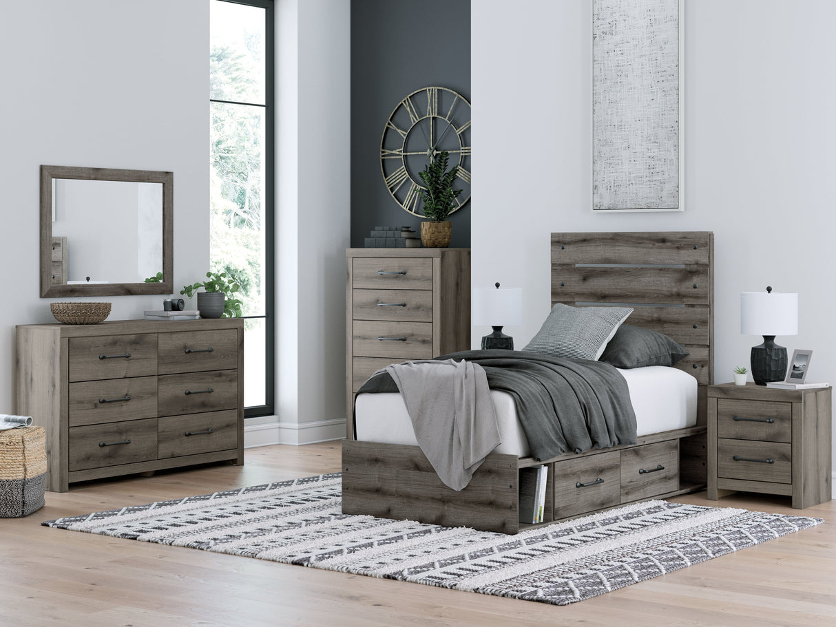Graystorm Brown Gray Twin Storage Platform Bed with 4 Drawers by Ashley at Eve Furniture