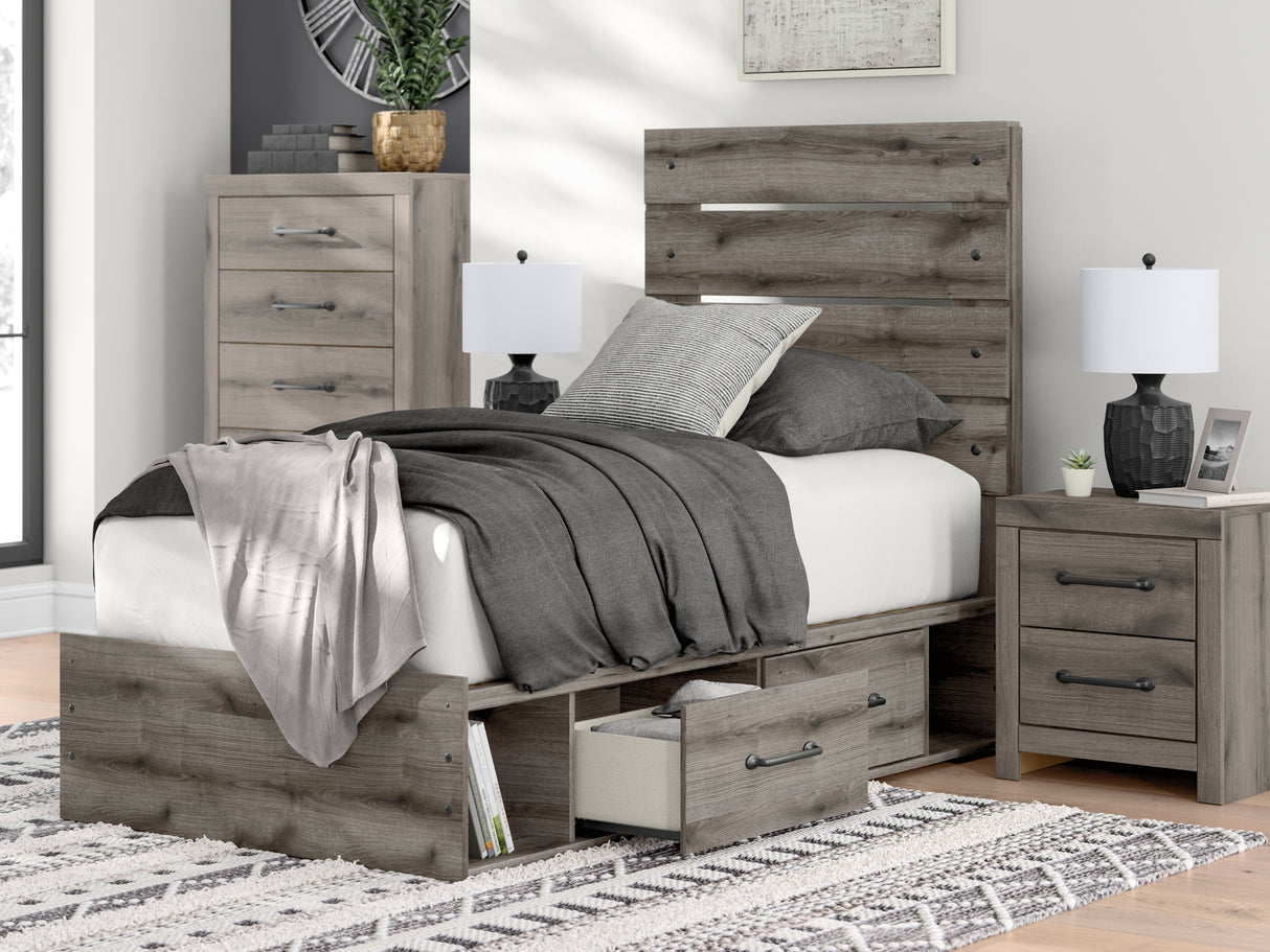 Graystorm Brown Gray Twin Storage Platform Bed with 4 Drawers by Ashley at Eve Furniture