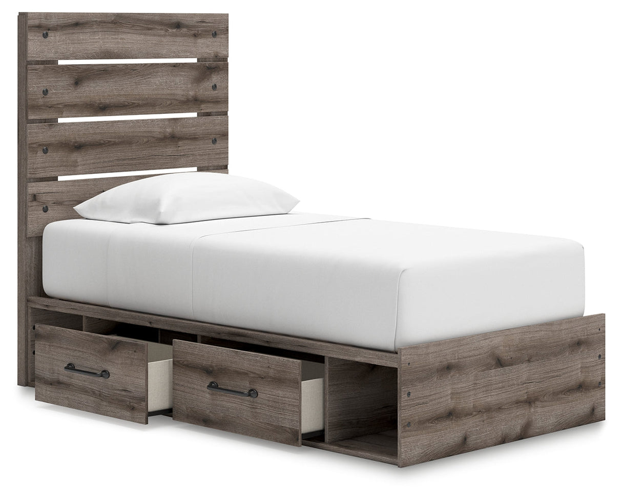 Graystorm Brown Gray Twin Storage Platform Bed with 4 Drawers by Ashley at Eve Furniture