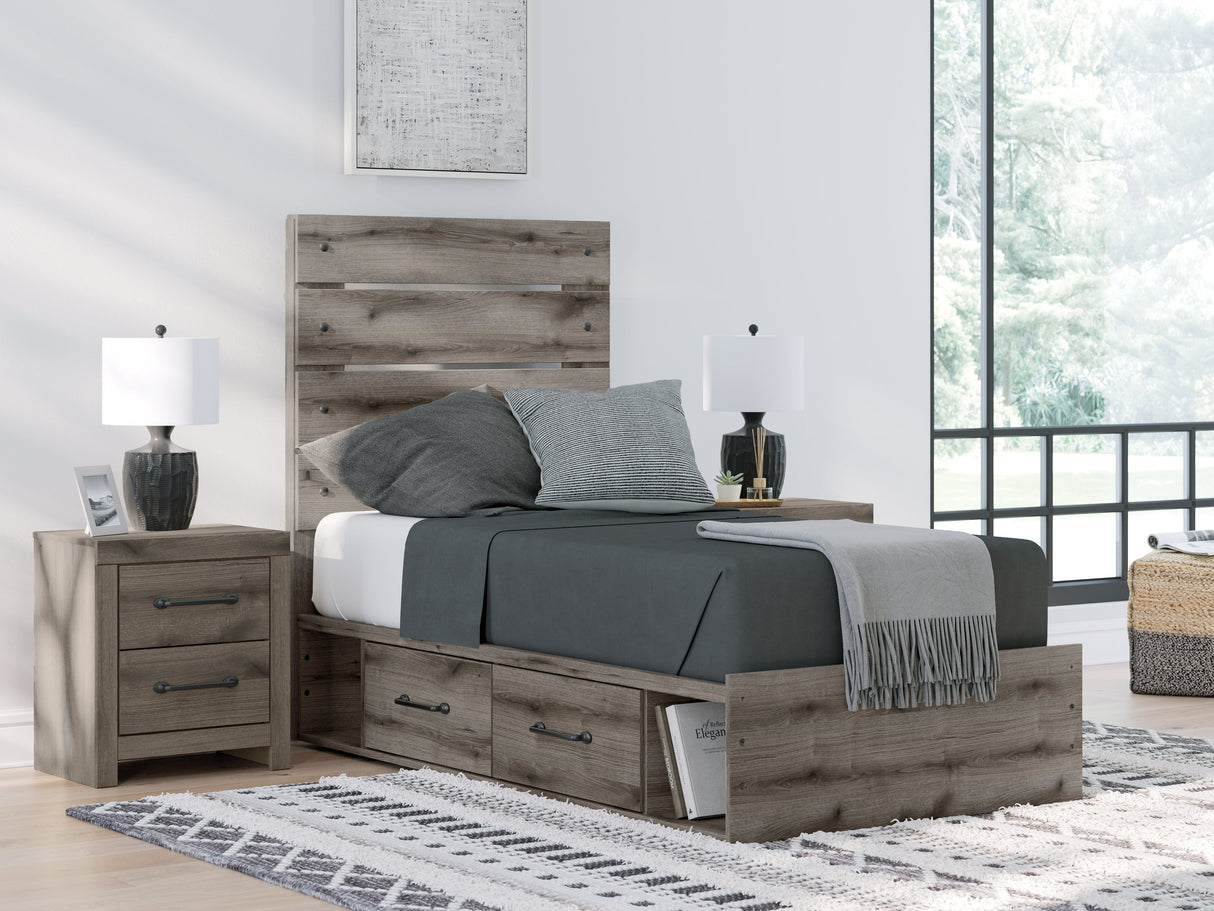 Graystorm Brown Gray Twin Storage Platform Bed with 4 Drawers by Ashley at Eve Furniture