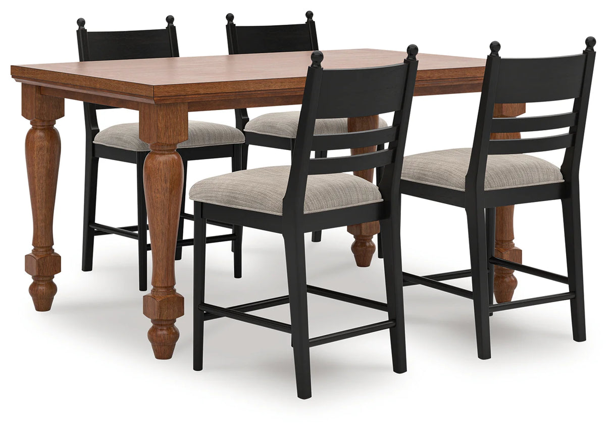 Greddinton Brown Counter Height Dining Table and 4 Barstools by Ashley at Eve Furniture
