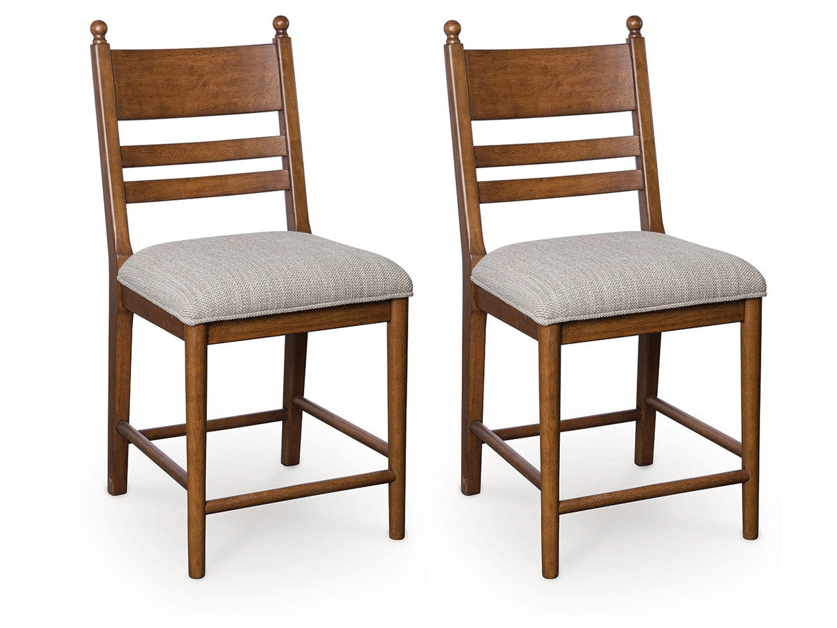 Greddinton Brown Upholstered Barstool (Set of 2) by Ashley at Eve Furniture