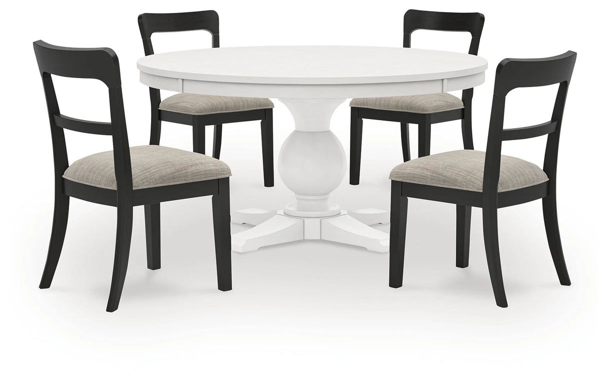 Greddinton White Dining Table and 4 Black Chairs by Ashley at Eve Furniture