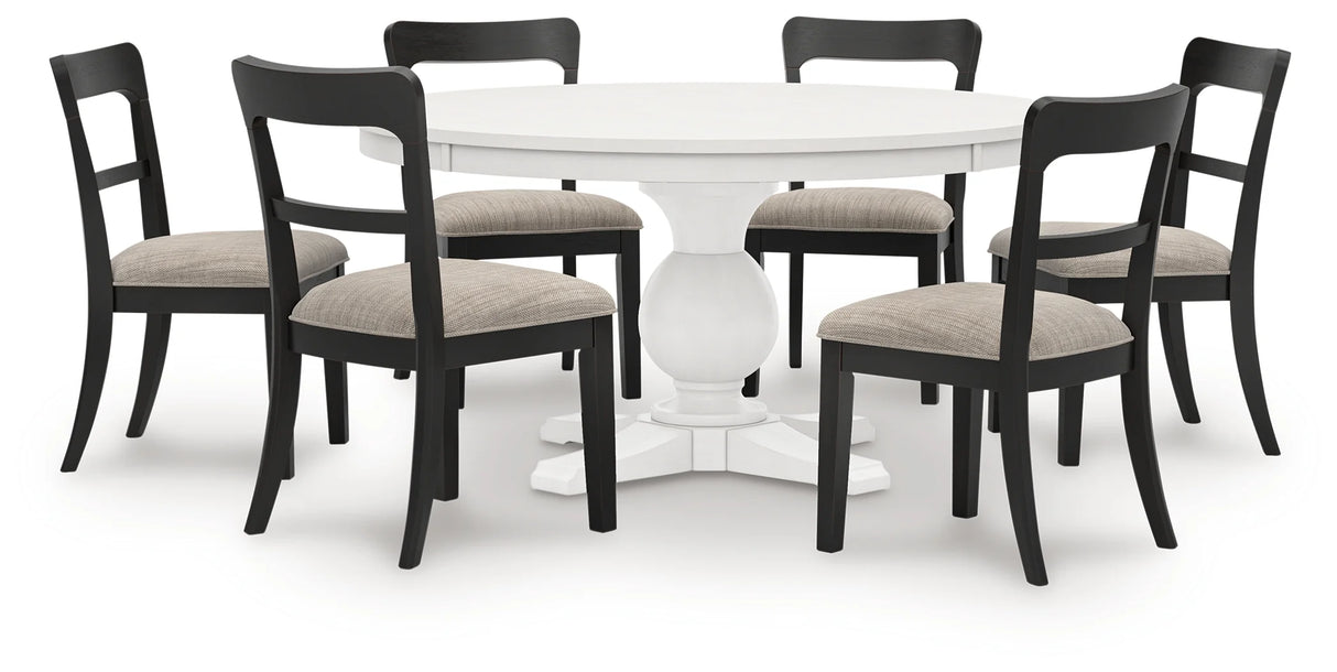 Greddinton White Dining Table with 6 Black Chairs by Ashley at Eve Furniture