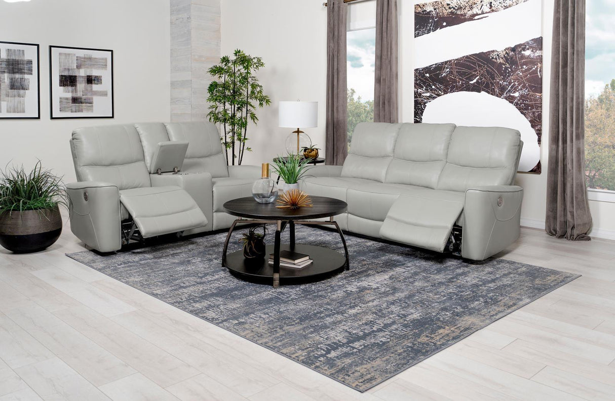 Greenfield Dove Grey 2-Piece Power Reclining Sofa Set by Coaster at Eve Furniture