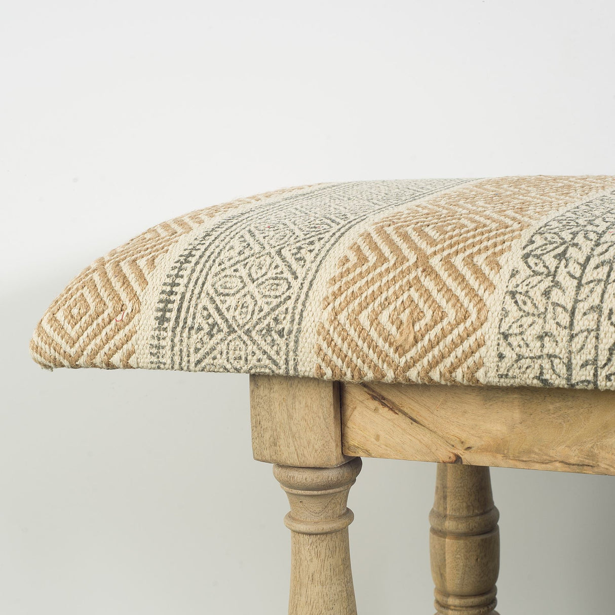 Greenfield II Patterned Tan Upholstered Wood Frame Accent Bench by Mercana at Eve Furniture