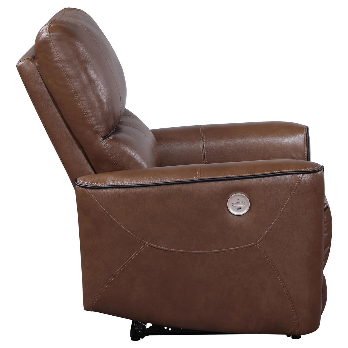 Greenfield Saddle Brown Upholstered Power Recliner Chair by Coaster at Eve Furniture