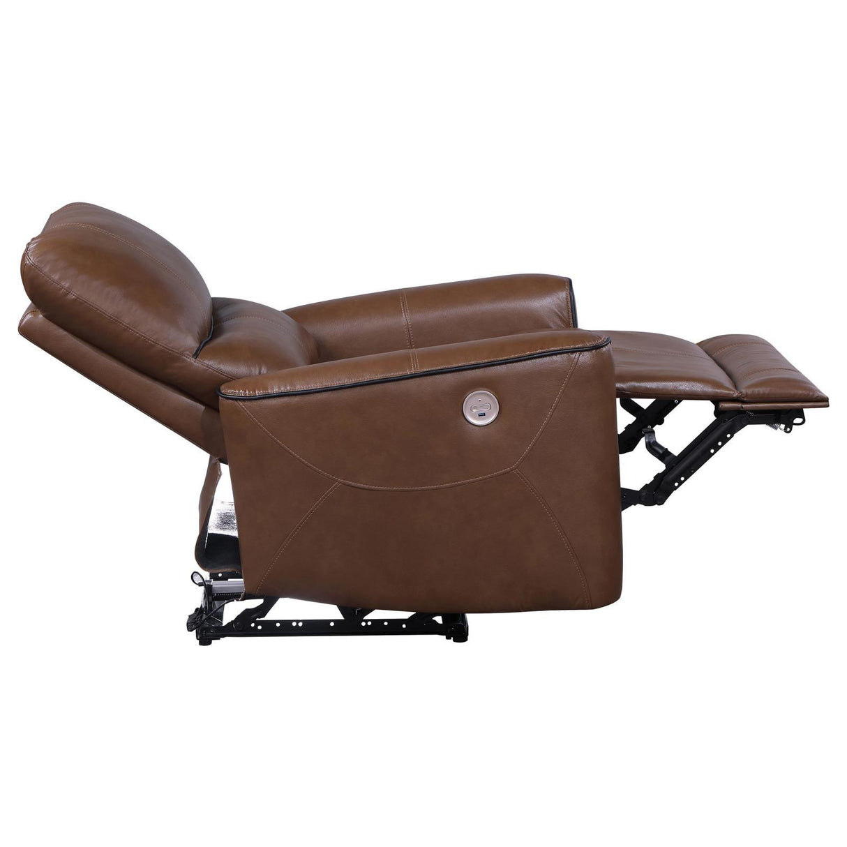 Greenfield Saddle Brown Upholstered Power Recliner Chair by Coaster at Eve Furniture