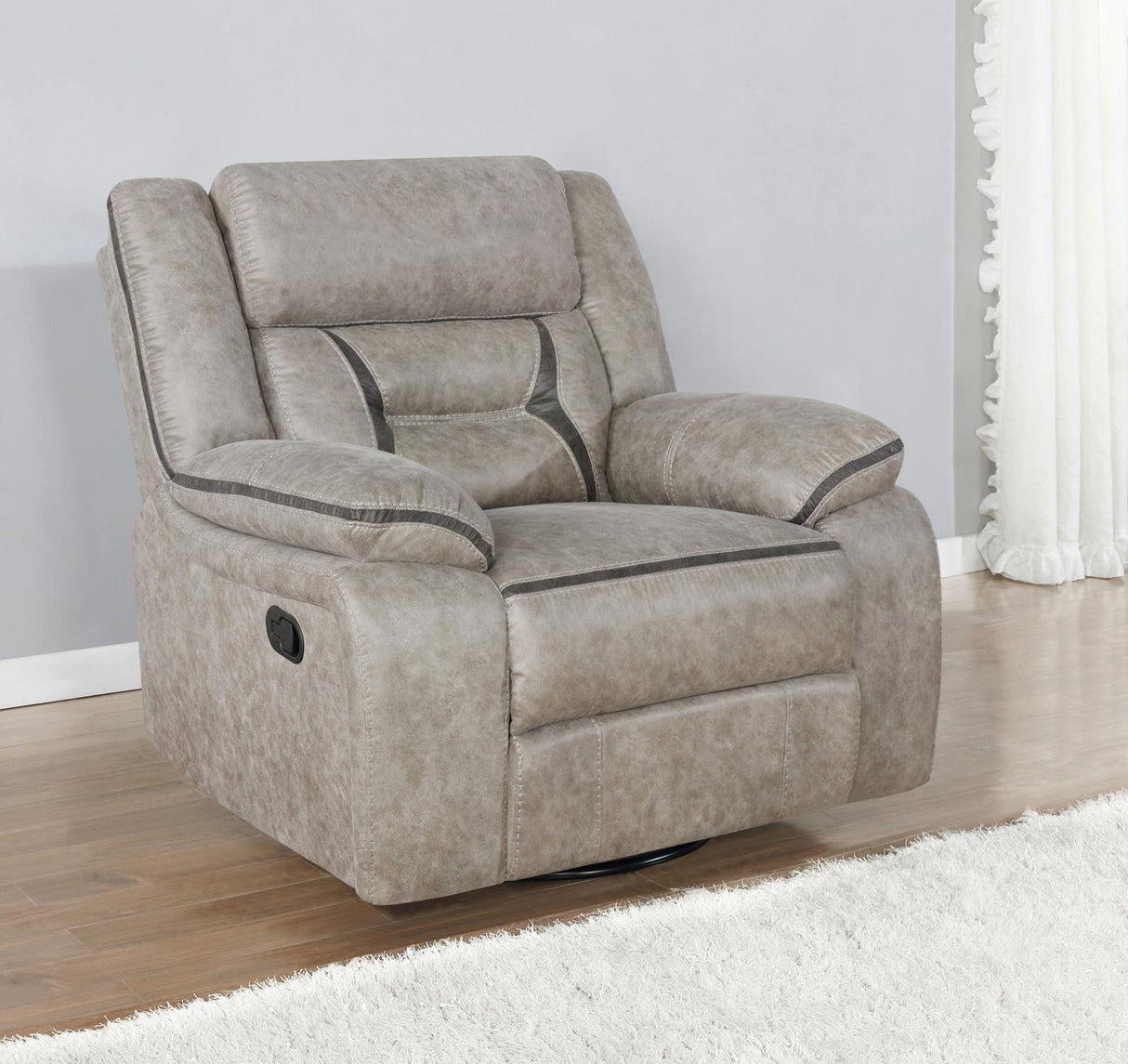 Greer Taupe Upholstered Tufted Reclining Living Room Set by Coaster at Eve Furniture