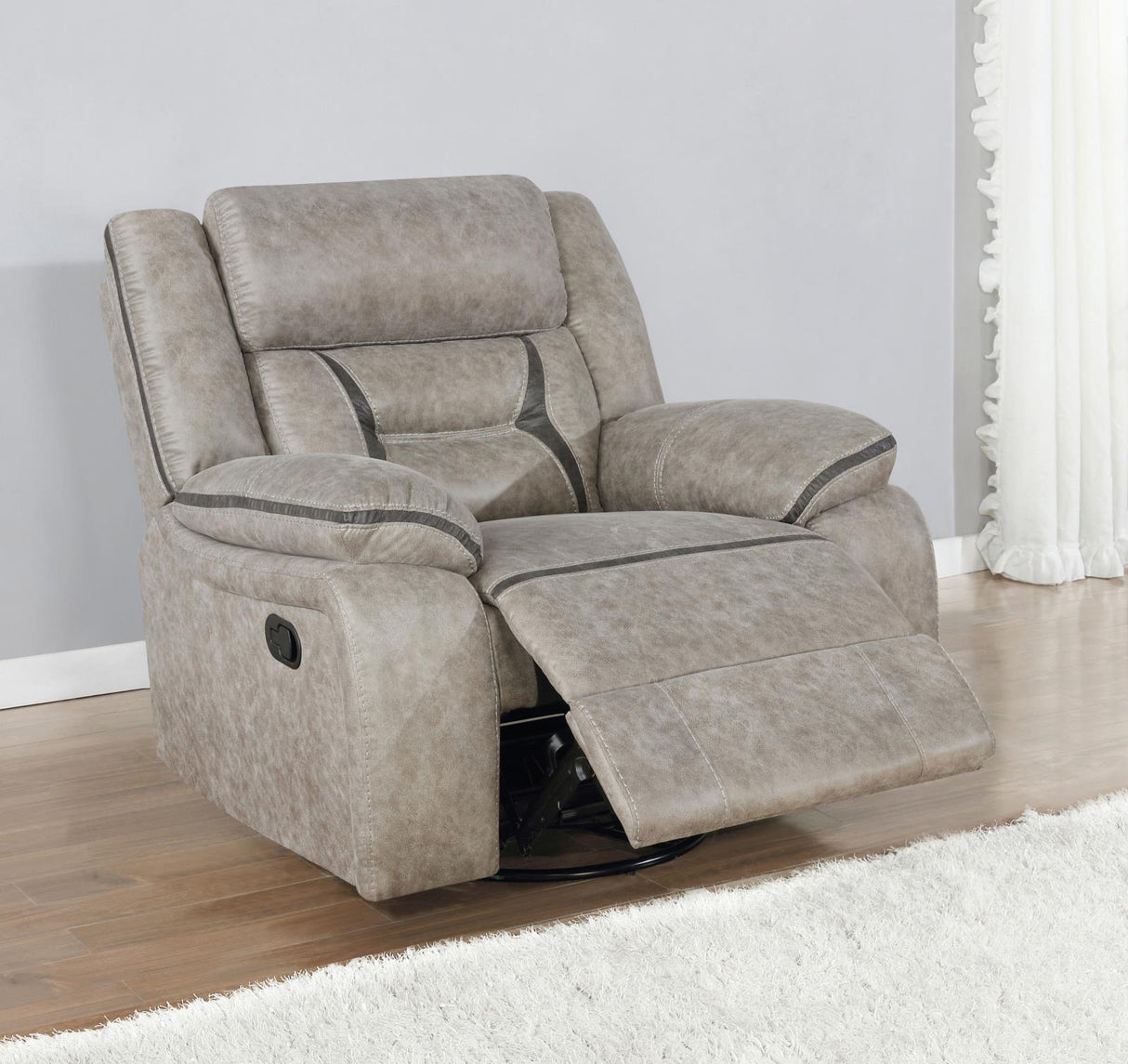 Greer Taupe Upholstered Tufted Reclining Living Room Set by Coaster at Eve Furniture