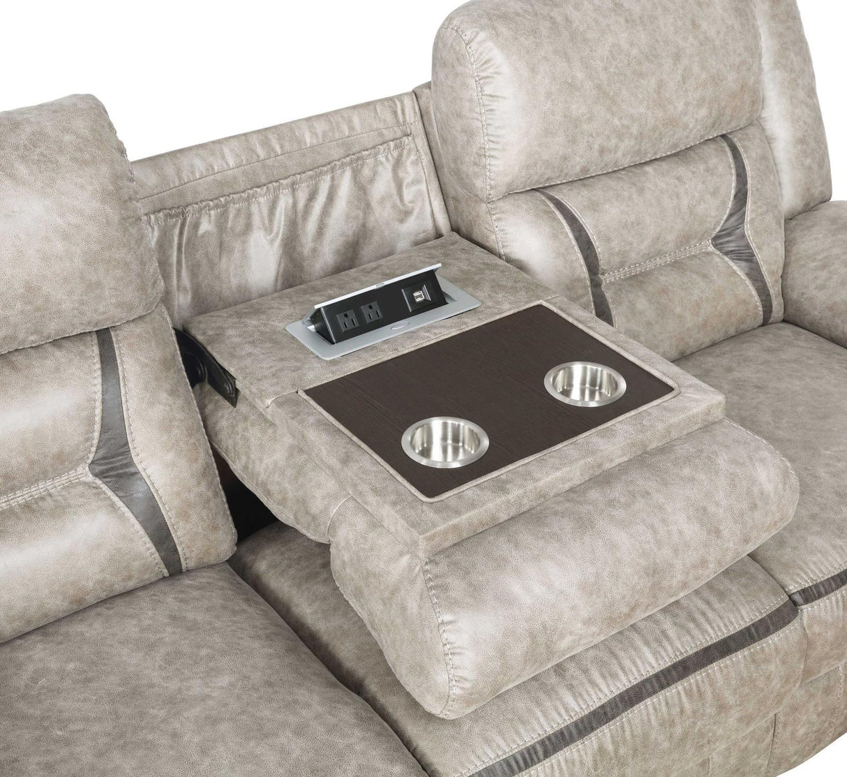 Greer Taupe Upholstered Tufted Reclining Living Room Set by Coaster at Eve Furniture