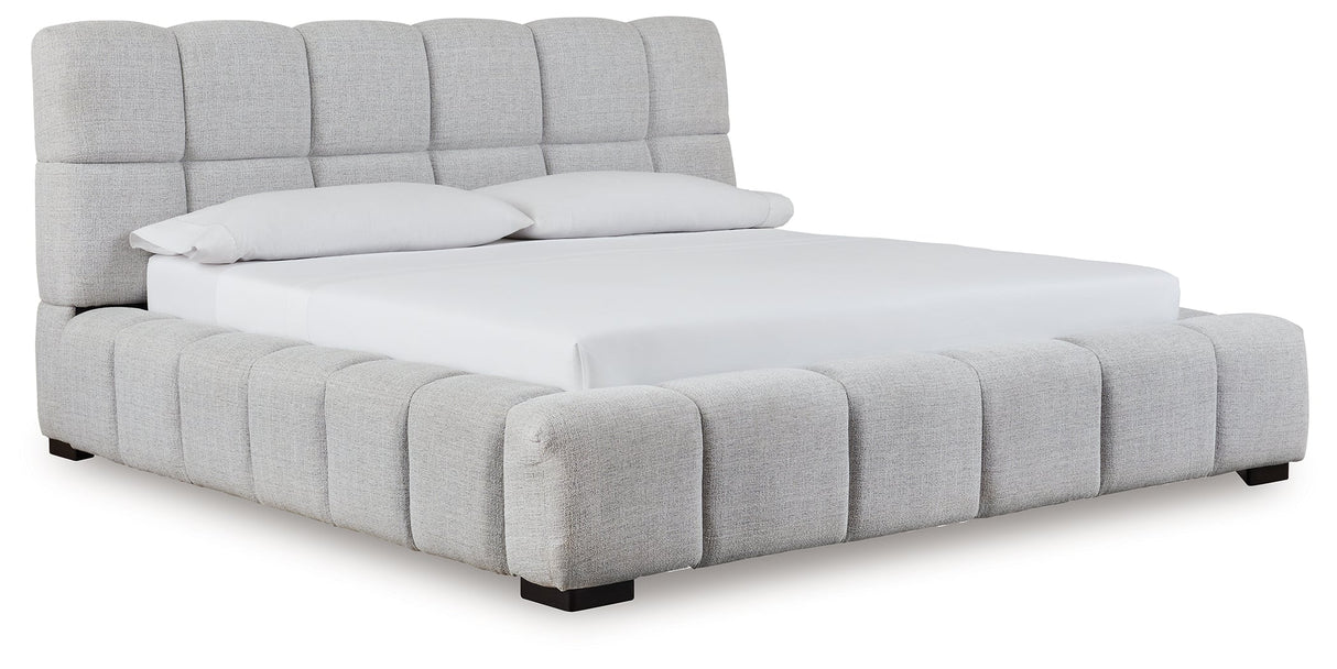 Grendusk Light Gray California King Upholstered Bed by Ashley at Eve Furniture